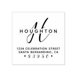 Tampons Encreurs Script Monogramme élégant Nom de famille Adresse d