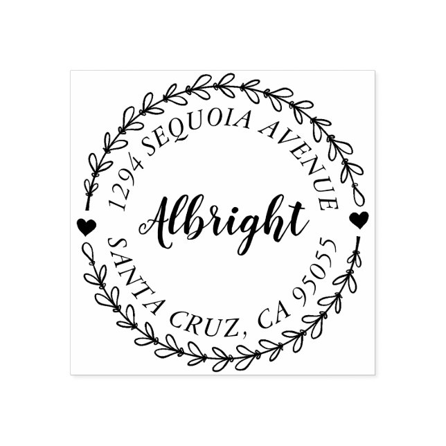 Tampons Encreurs Script rustique & Main Drake Wreath Adresse de ret (Impression)