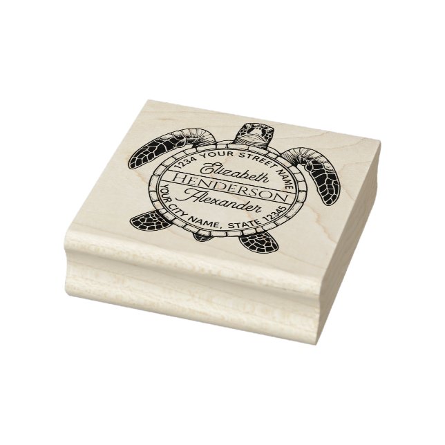Tampons Encreurs Sea Turtle Belly View Nom Adresse de retour (Tampon)