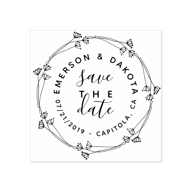 Tampons Encreurs Serre Rustique & Script Enregistrer La Date Mariag (Impression)