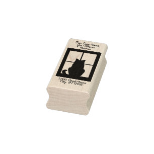 Tampons Encreurs Silhouette de chat de fenêtre avec 2 lignes de vo