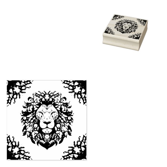 Tampons Encreurs Silhouette de Lion Floral (Tamponné)