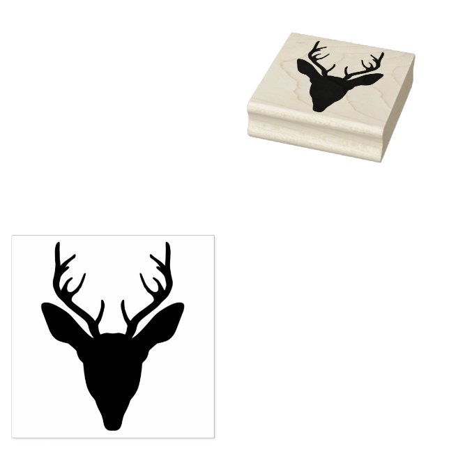 Tampons Encreurs Silhouette de tête de cerf avec bois (Tamponné)