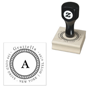 Tampons Encreurs Simple Classic Circle Monogramme Adresse de retour