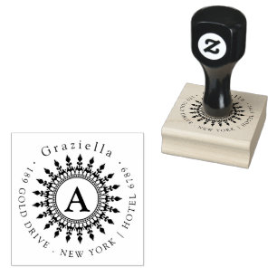 Tampons Encreurs Simple Classic Circle Monogramme Adresse de retour