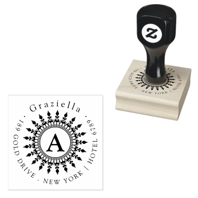 Tampons Encreurs Simple Classic Circle Monogramme Adresse de retour (Tamponné)