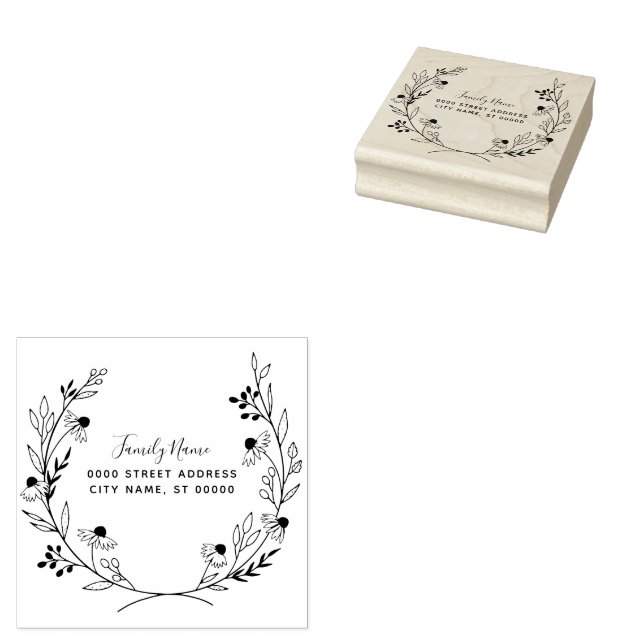 Tampons Encreurs Simple Floral Adresse de retour en caoutchouc Timb (Tamponné)
