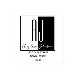 Tampons Encreurs Simple moderne Monogramme Initiales Adresse de ret