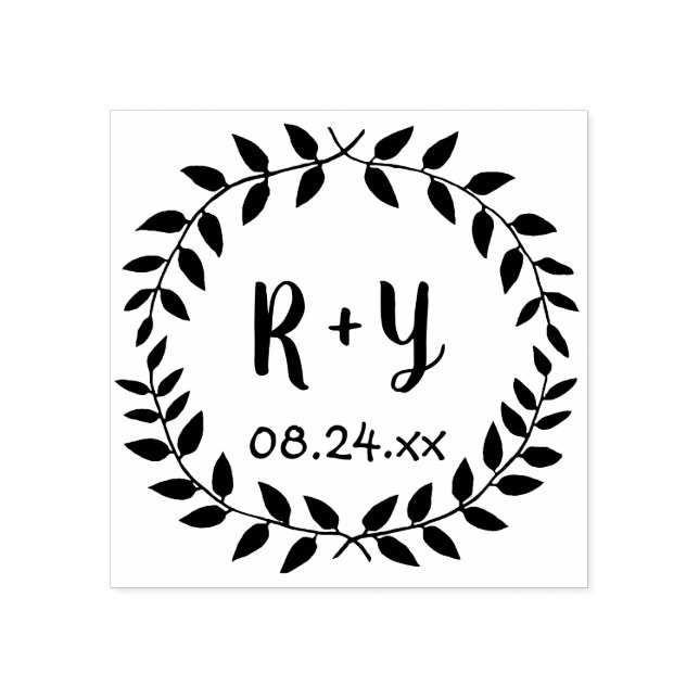 Tampons Encreurs Simple Monogramme de mariage rustique Couronne de  (Impression)