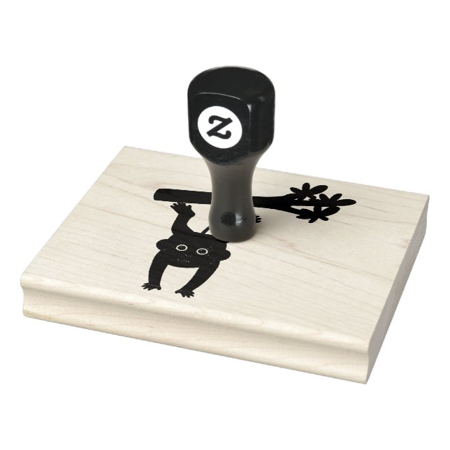 Tampons Encreurs singe accroché à un arbre vert (Tampon)