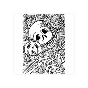 TAMPONS ENCREURS SKELETON & JACK-O'-LANTERN, HALLOWEEN CAOUTCHOUC