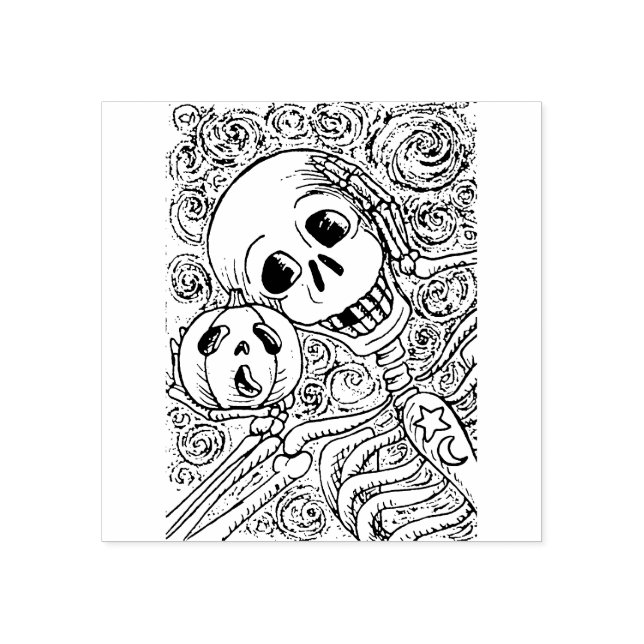 TAMPONS ENCREURS SKELETON & JACK-O'-LANTERN, HALLOWEEN CAOUTCHOUC (Impression)