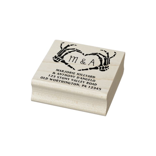 Tampons Encreurs Skeleton Main Forme de coeur Adresse de retour per (Tampon)