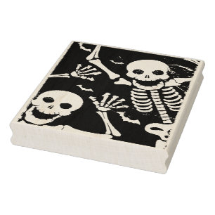 Tampons Encreurs Skeletons - Carte Halloween