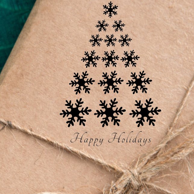 Tampons Encreurs Snowflake sapin de Noël Script élégant (Créateur téléchargé)