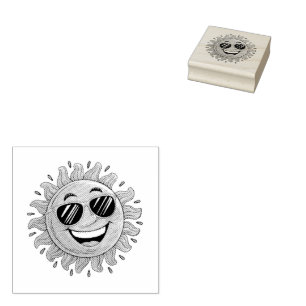 Tampons Encreurs Soleil jaune heureux mignon tendance avec des lune