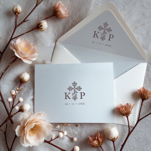 Tampons Encreurs Sophisticated Faith Cross Wedding Initials (Sophisticated Faith Christian Cross Wedding Initials Rubber Stamps. )