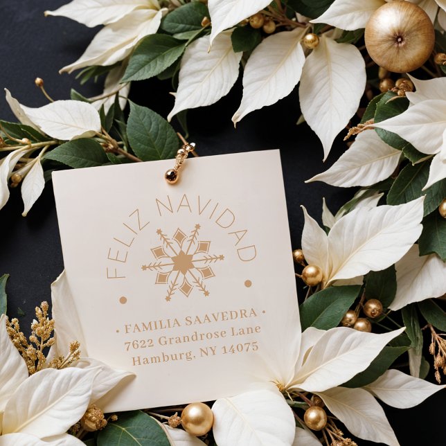 Tampons Encreurs Spanish Cute Sophisticated Snowflake Christmas (Cute Sophisticated Snowflake Christmas Winter Address in Spanish Rubber Stamps. )