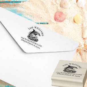 Tampons Encreurs Splashing Dolphin Custom Family Adresse de retour