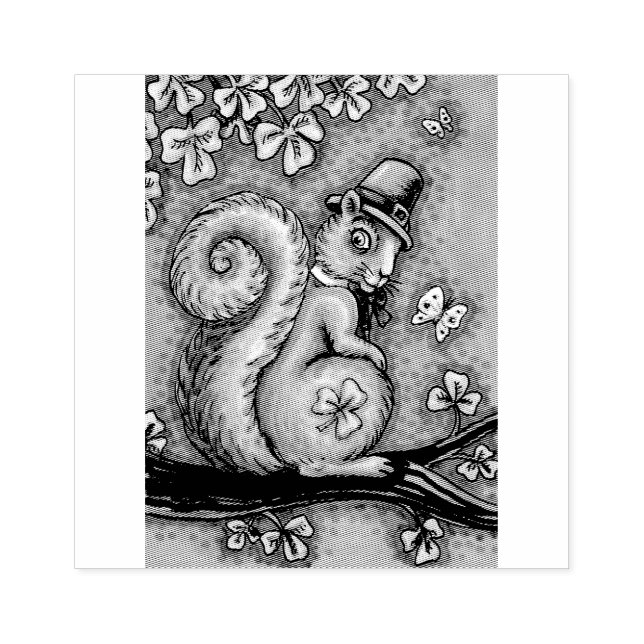 TAMPONS ENCREURS ST. JOUR DE PATRICK LEPRECHAUN SQUIRREL CAOUTCHOUC (Impression)