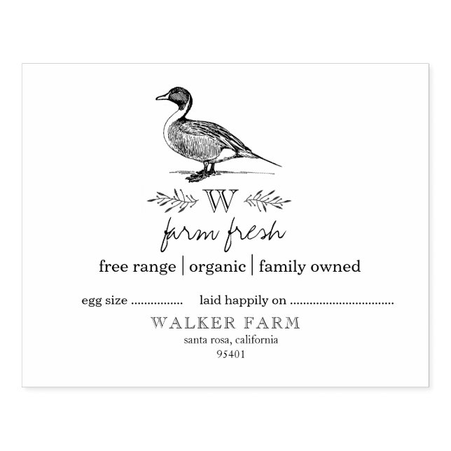 Tampons Encreurs Style agricole Monogramme Canard Oeuf Carton Timbr (Impression)