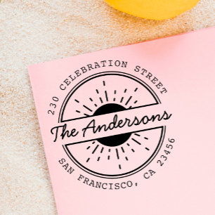 Tampons Encreurs Sun & Custom Family Name Round Return Adresse