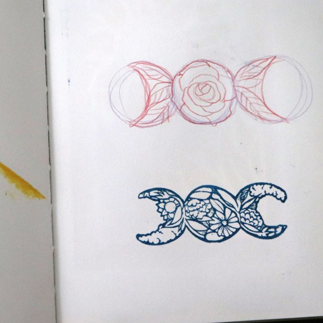 Tampons Encreurs Symbole Triple Lune Fleur (Créateur téléchargé)