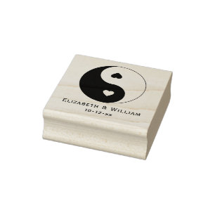 Tampons Encreurs Symbole Yin Yang avec cœurs amour mariage
