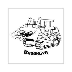 Tampons Encreurs Sympa joli caractère de dessin animé au bulldozer
