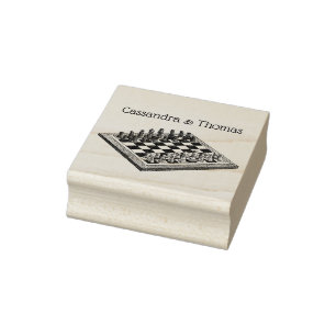 Tampons Encreurs Tableau d'échecs et pièces d'échecs Art Vintage