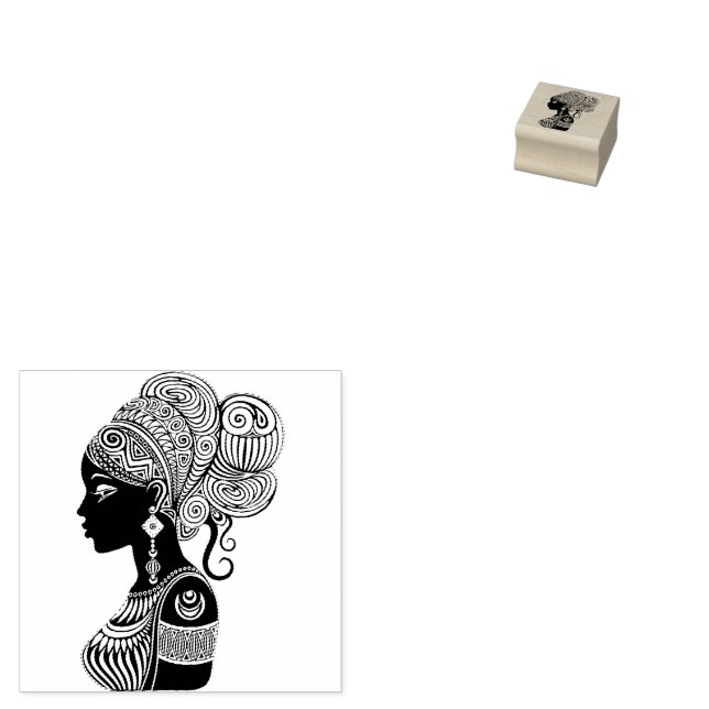 Tampons Encreurs Tatouage Tribal Portrait de Fille Africaine (Tamponné)
