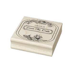 Tampons Encreurs Texte dessiné à la main mongramme cadre fleurs flo