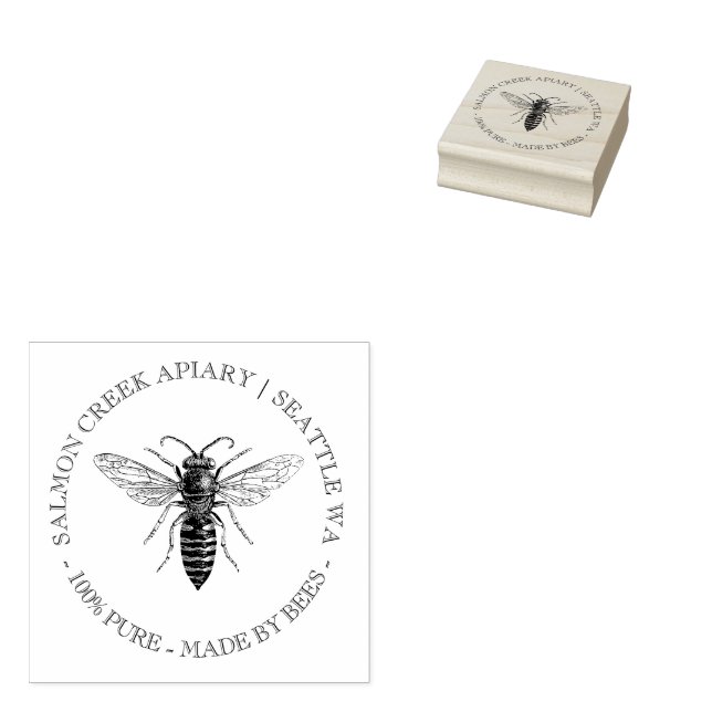 Tampons Encreurs Timbre d'adresse de miel Apiary Personnalisé (Tamponné)