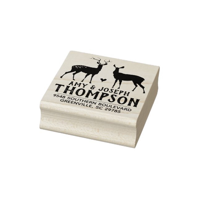 Tampons Encreurs Timbre d'adresse de retour de cerfs - Animaux Mari (Tampon)