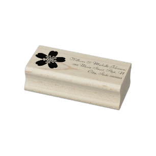 Tampons Encreurs Timbre d'adresse en bois Sakura de charme