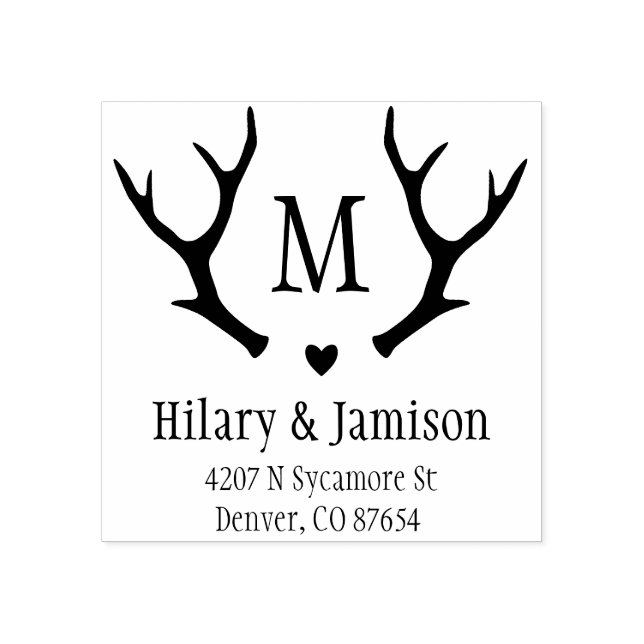 Tampons Encreurs Timbre d'adresse Mariage Rustic Antler (Impression)
