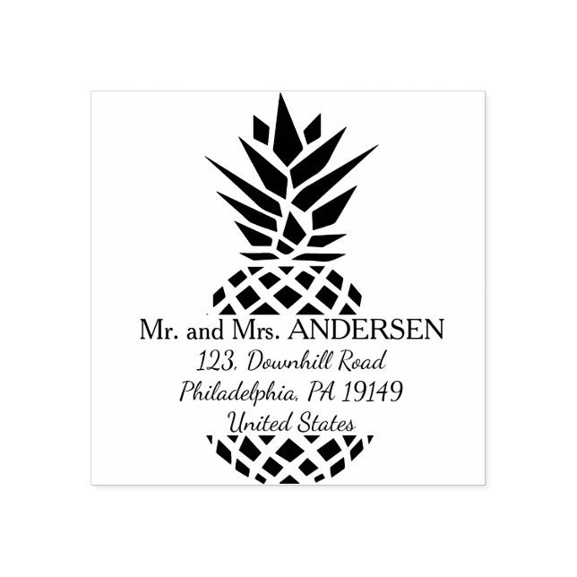 Tampons Encreurs Timbre d'adresse tropicale | timbre à ananas (Impression)