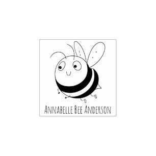 Tampons Encreurs Timbre d'art en bois d'abeille souriant