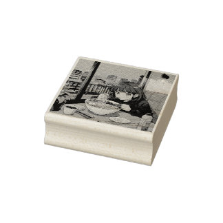 Tampons Encreurs Timbre d'Art en Bois d'Anime Retro - Style Manga V