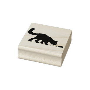Tampons Encreurs timbre d'art silhouette de chat et de souris