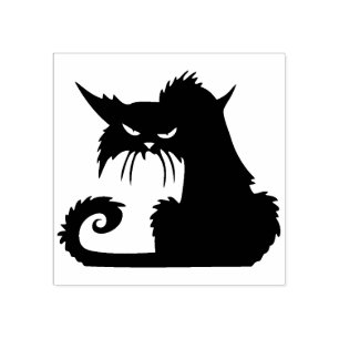 Tampons Encreurs Timbre de chat noir Halloween vintage