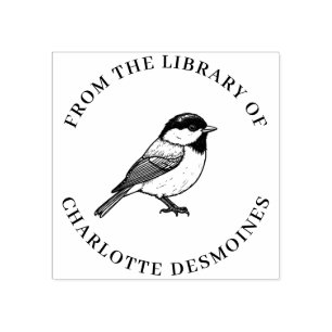 Tampons Encreurs Timbre de livre de chickadee personnalisé Librairi