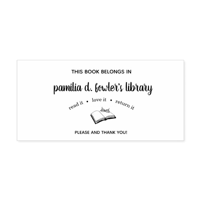 Tampons Encreurs Timbre de livre personnalisé Lire l'amour il retou (Impression)