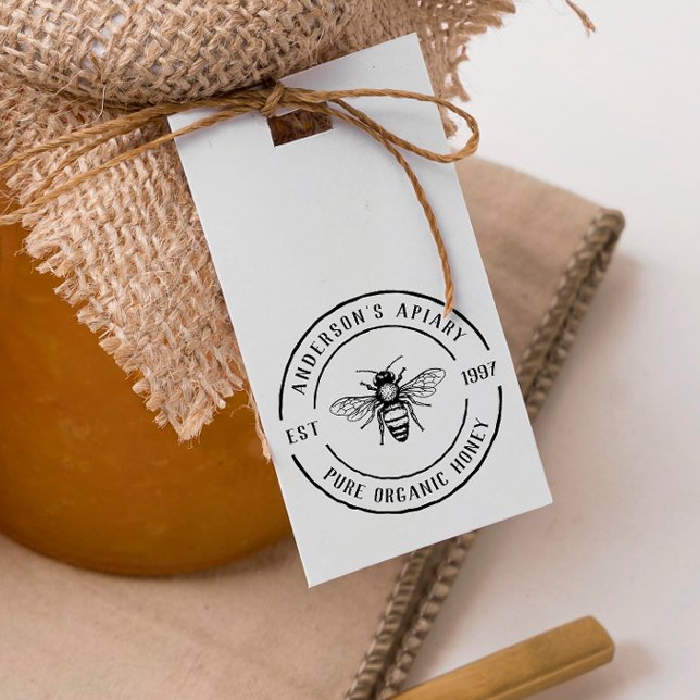 Tampons Encreurs Timbre De Miel Rond Rustique Apiaire De Famille (Rubber Stamp Mock-up)