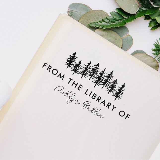 Tampons Encreurs Timbre du livre de bibliothèque personnelle Arbres (Créateur téléchargé)