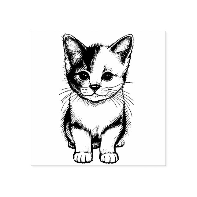 Tampons Encreurs Timbre En Bois Cute Kitten Pour Amoureux de les ch (Impression)