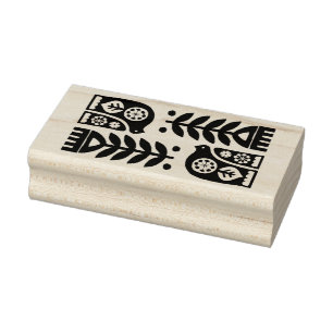 Tampons Encreurs Timbre en bois - Fleurs d'art populaire scandinave