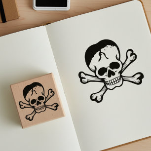 Tampons Encreurs Timbre en bois Jolly Roger Crâne et Os