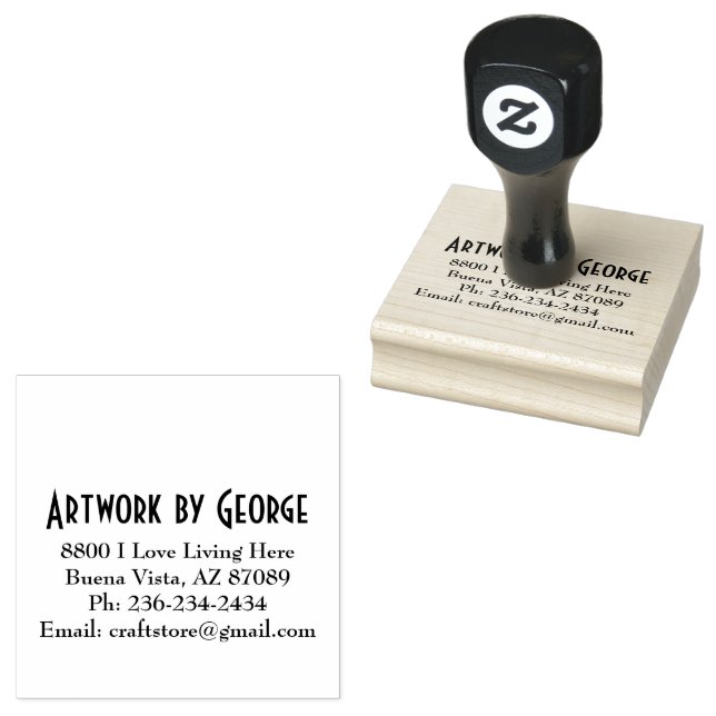 Tampons Encreurs Timbre en bois personnalisé 2,5 x 2,5 (Tamponné)