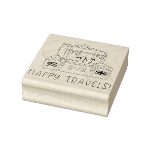 Tampons Encreurs Timbre en caoutchouc d'art de valise heureuse de